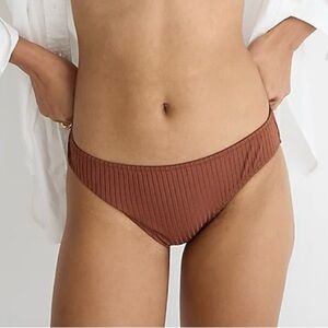 NWT J. Crew Brown Wide-Rib Hipster Full-Coverage Bikini Bottom, Low-Mid-Rise, S